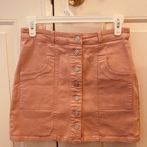 Altr’d State Pink Denim skirt, buttons up front.